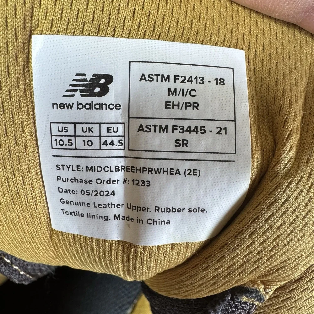 New Balance 10.5 EE Steel Toe Work Boots Brown Side Zip EH PR SR Leather